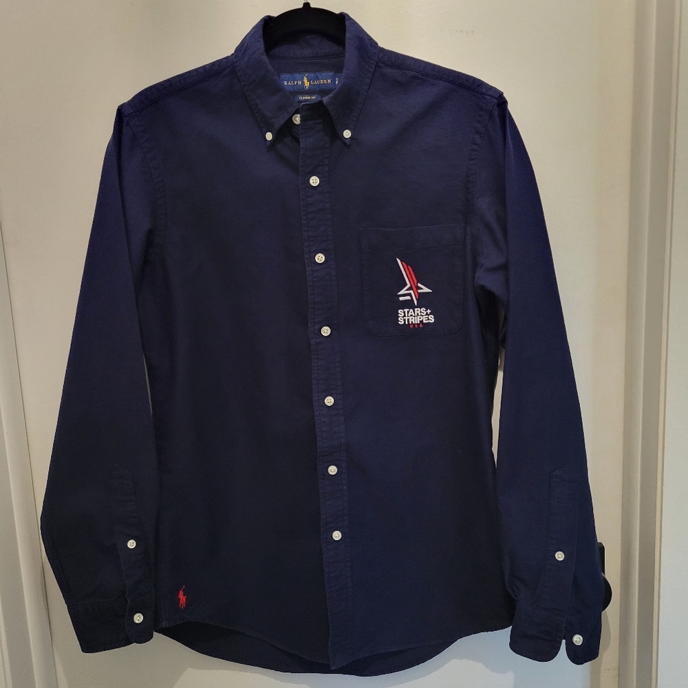 Ralph Lauren Men's Stars & Stripes Navy button down size Small Team USA Preppy